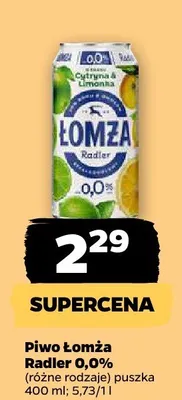 Piwo Łomża Radler 0,0% promocja w Netto