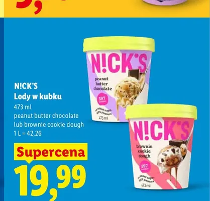 Lody w kubku N!CK'S Brownie Cookie Dough promocja w Lidl