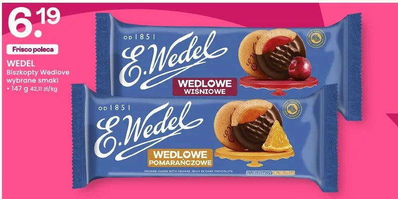 Biszkopty wedlowe wybrane smaki promocja w Frisco