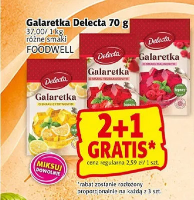 Galaretka o smaku malinowym Delecta promocja w Prim Market