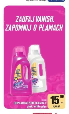 Odplamiacz do tkanin płyn white Vanish promocja w Tomi Markt