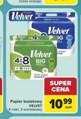 Papier toaletowy Velvet promocja w Carrefour