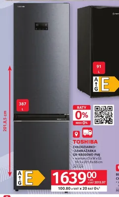 Chłodziarko-zamrażarka TOSHIBA GR-RB500WE-PMJ promocja w Selgros