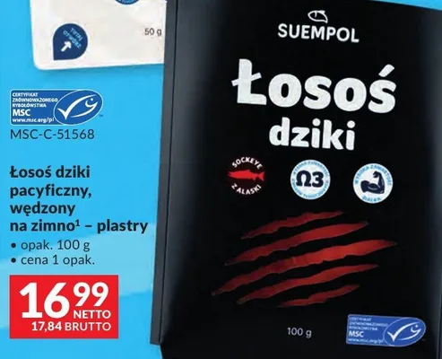 Łosoś dziki pacyficzny, wędzony na zimno – plastry Łosoś dziki Suempol promocja w Makro