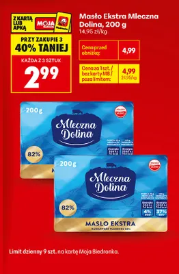 Masło Ekstra Mleczna Dolina promocja w Biedronka