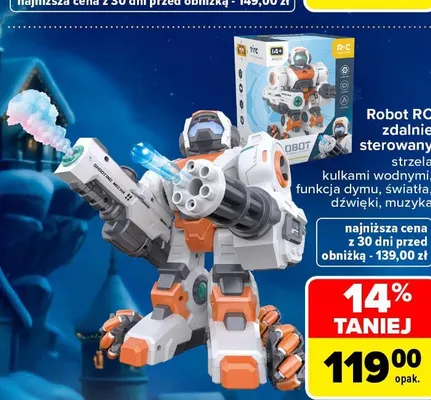 Robot RC zdalnie sterowany strzela kulkami wodnymi promocja w Carrefour