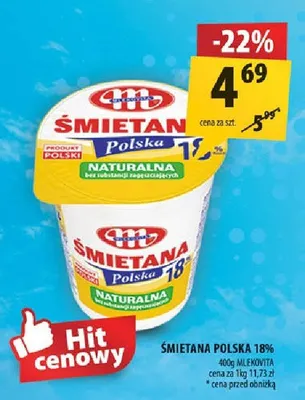 Śmietana Polska 18% promocja w Arhelan
