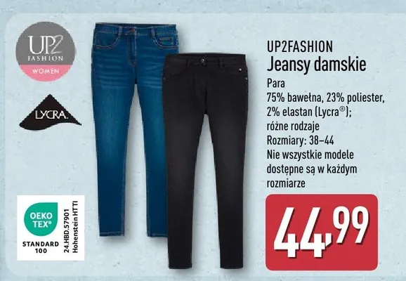 Jeansy damskie rozm. 38-48 promocja w Aldi