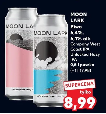 Piwo Moon Lark Unlocked Hazy IPA 6,1% alk. promocja w Kaufland