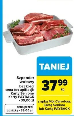 Szponder wołowy bez kości promocja w Carrefour Market