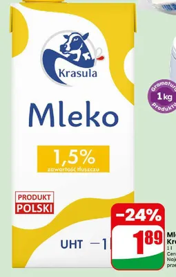 Mleko UHT Krasula 1,5% promocja w Dino