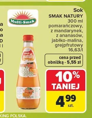Sok jabłko-malina Smak Natury promocja w Carrefour Market