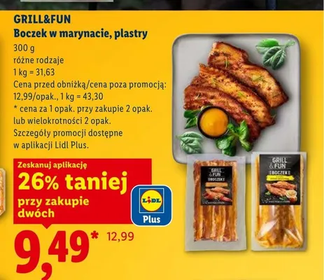 Boczek w marynacie plastry GRILL&FUN promocja w Lidl