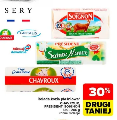 Rolada kozia pleśniowa Sainte Maure Président promocja w Carrefour