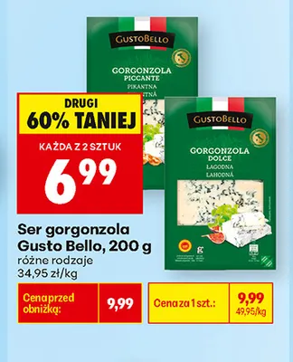 Ser gorgonzola piccante Gusto Bello promocja w Biedronka