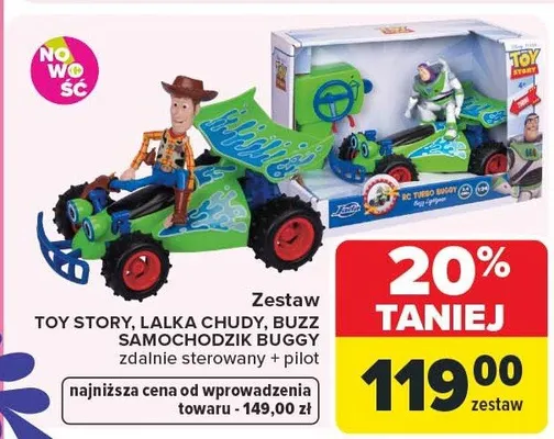 Zestaw Toy Story lalka Chudy Buzz samochodzik Buggy zdalnie sterowany + pilot promocja w Carrefour