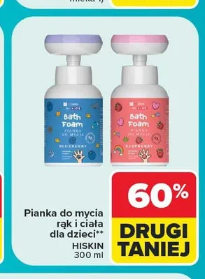 Pianka do mycia rąk i ciała dla dzieci Hiskin jagodowa promocja w Carrefour