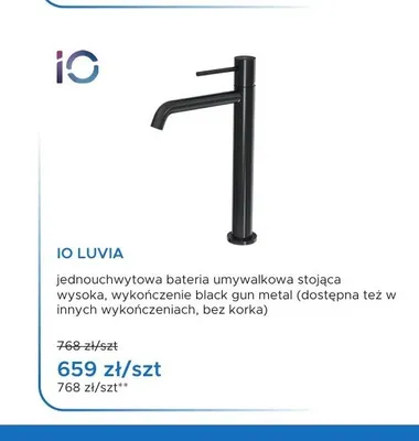 Bateria umywalkowa stojąca wysoka IO Luvia black gun metal promocja w Blu Salony Łazienek