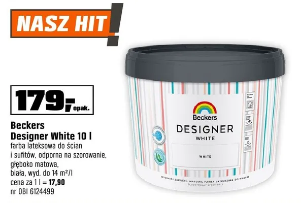 Farba lateksowa Designer White promocja w OBI