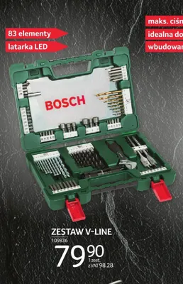 Zestaw V-Line BOSCH 83 elementy latarka LED promocja w Selgros