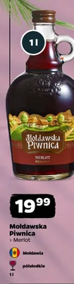 Wino czerwone półsłodkie Mołdawska Piwnica Merlot promocja w Netto