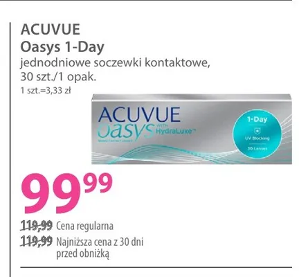 Soczewki kontaktowe Acuvue Oasys 1-Day promocja w Hebe