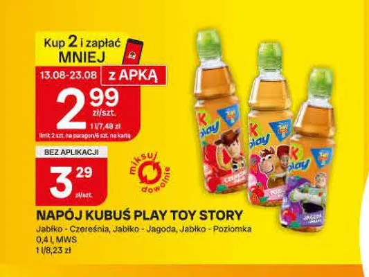 Napój Kubuś Play Toy Story Jabłko-Czereśnia promocja w Chorten
