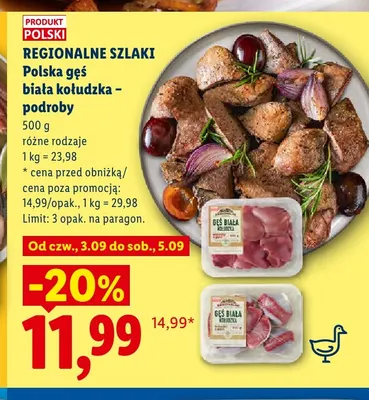 Podroby z polskiej gęsi białej kołudzkiej Regionalne Szlaki promocja w Lidl