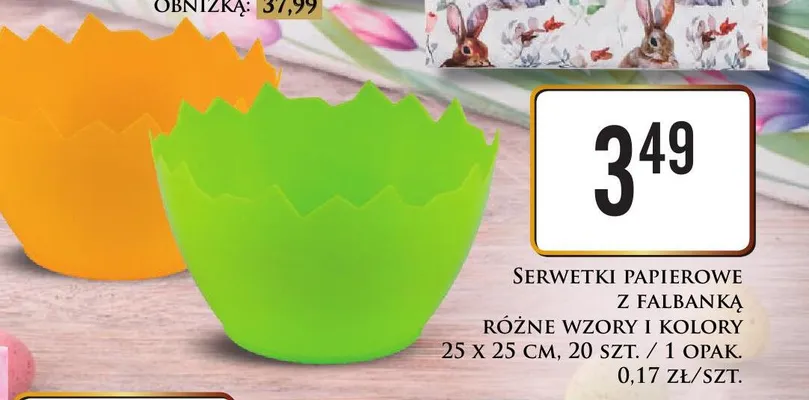 Serwetki papierowe z fałbanka różne wzory i kolory promocja w Dino