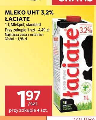Mleko UHT 3,2% Łaciate promocja w Stokrotka