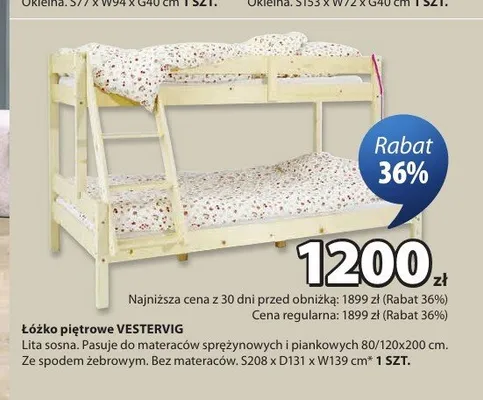 Łóżko piętrowe VESTERVIG promocja w Jysk