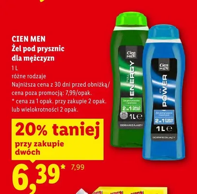 Żel pod prysznic dla mężczyzn Cien Men Energy promocja w Lidl