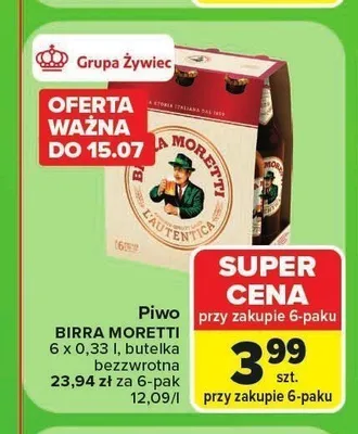Piwo Birra Moretti L'Autentica 6-pak promocja w Carrefour
