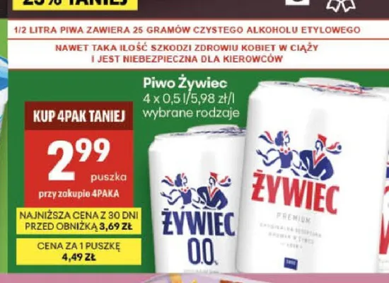 Piwo Żywiec Premium 4-pak promocja w Delikatesy Centrum