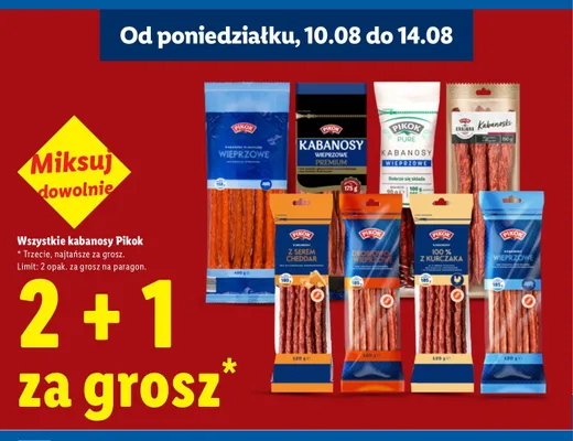 Kabanosy z serem Cheddar Pikok promocja w Lidl