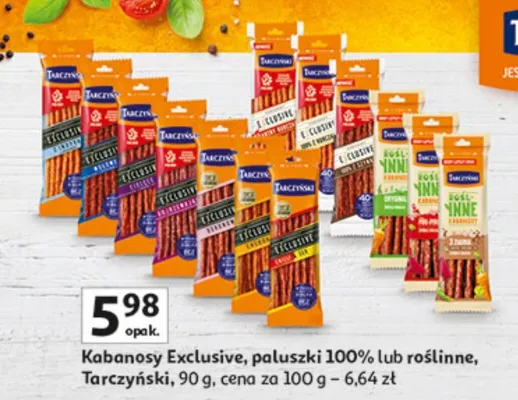 Kabanosy Exclusive, paluszki 100% lub roślinne promocja w Auchan