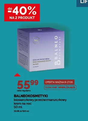 Krem na noc biosiarczkowy przeciwzmarszczkowy BALNEOKOSMETYKI promocja w Ziko Dermo