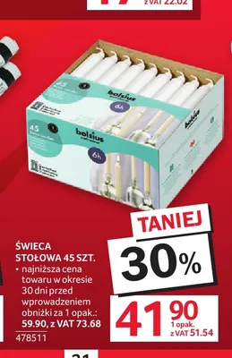 Świeca stołowa Bolsius 45-pak promocja w Selgros
