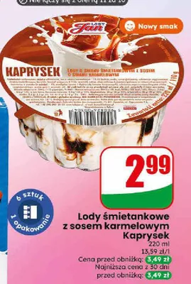 Lody śmietankowe z sosem karmelowym Kaprysek promocja w Dino