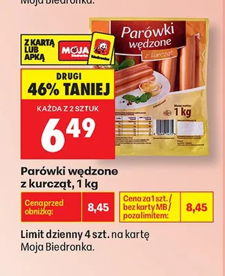 Parówki wędzone z kurcząt promocja w Biedronka