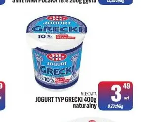 Jogurt typ grecki naturalny Mlekovita promocja w Tomi Markt