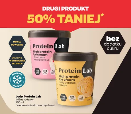 Lody Protein Lab o smaku truskawkowo-waniliowym promocja w Netto