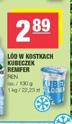 Lód w kostkach kubeczek Renifer promocja w SPAR