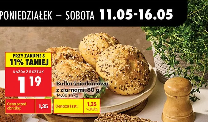Bułka śniadaniowa z ziarnami promocja w Biedronka