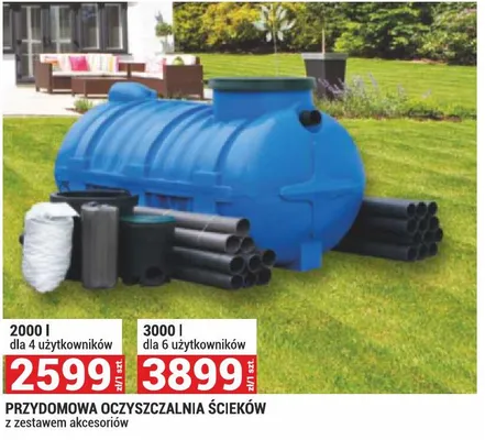 Przydomowa oczyszczalnia ścieków 3000l z zestawem akcesoriów promocja w Merkury Market