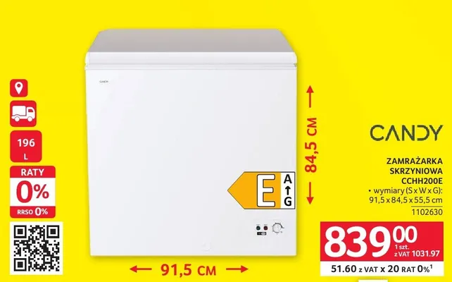 Zamrażarka skrzyniowa CANDY CCHN200E promocja w Selgros