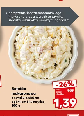 Sałatka makaronowa z szynką, świeżym ogórkiem i kukurydzą promocja w Kaufland