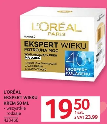 Krem L'Oreal Ekspert wieku potrójną moc 50 ml wszystkie rodzaje promocja w Selgros