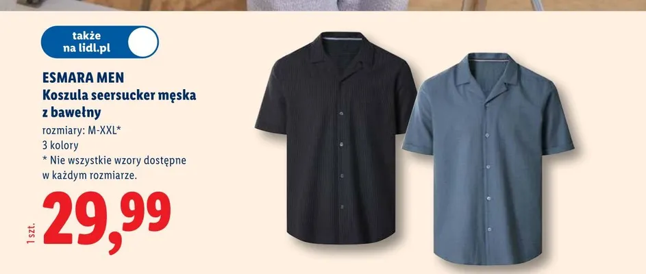 Koszula seersucker męska z bawełny promocja w Lidl