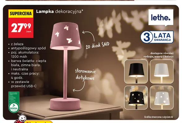 Lampka dekoracyjna Lethe promocja w Biedronka